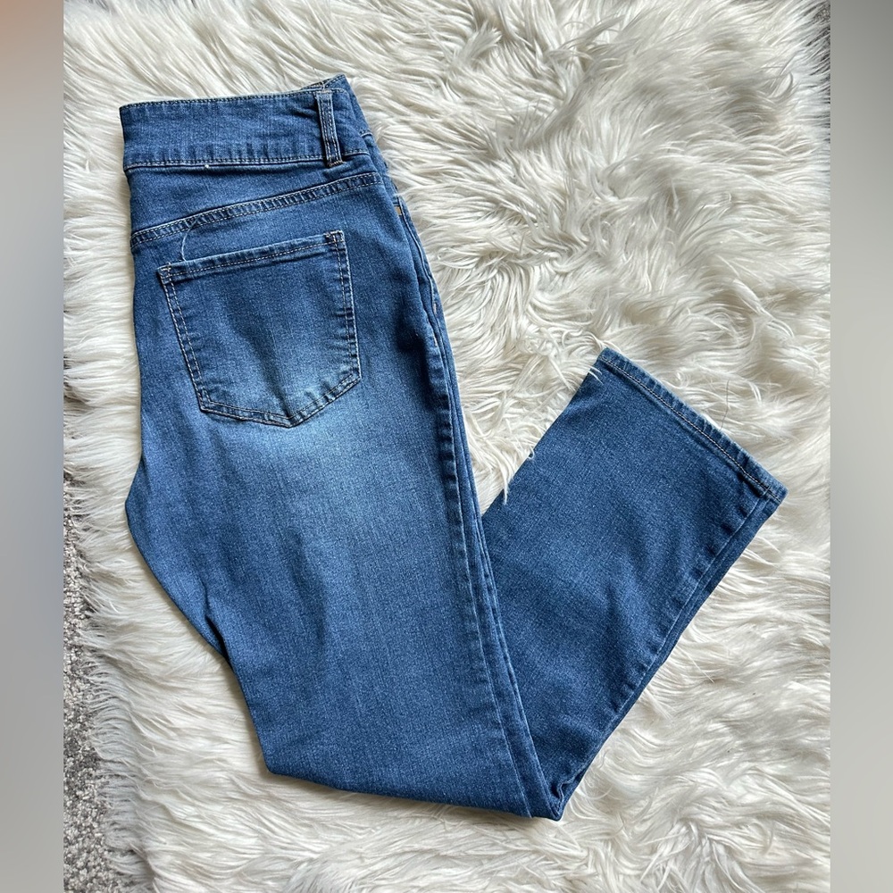 High rise stretch slim jeans